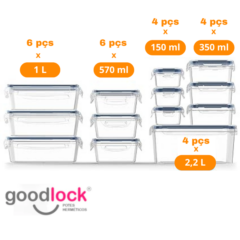 Goodlock™ eletrolux - Kit 48 Potes Herméticos de Vidro  + (Brindes Exclusivos)