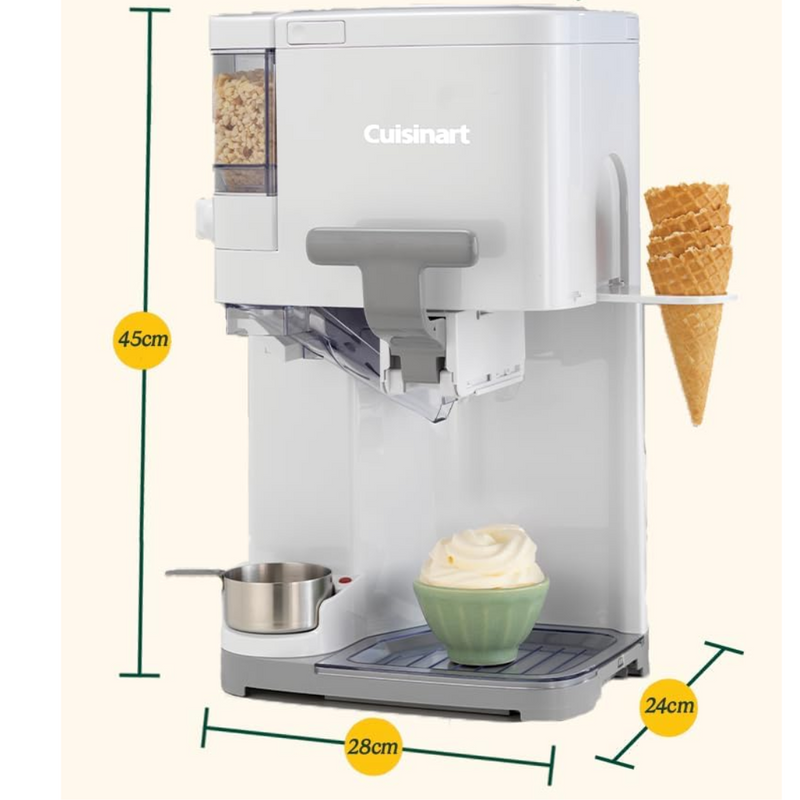 Máquina de Sorvete e Gelato Cuisinart 2,5L Cremoso Fácil e Pronto em 20 Minutos (Rende 10 porções) + LIVRO DE RECEITAS | ENVIO NACIONAL