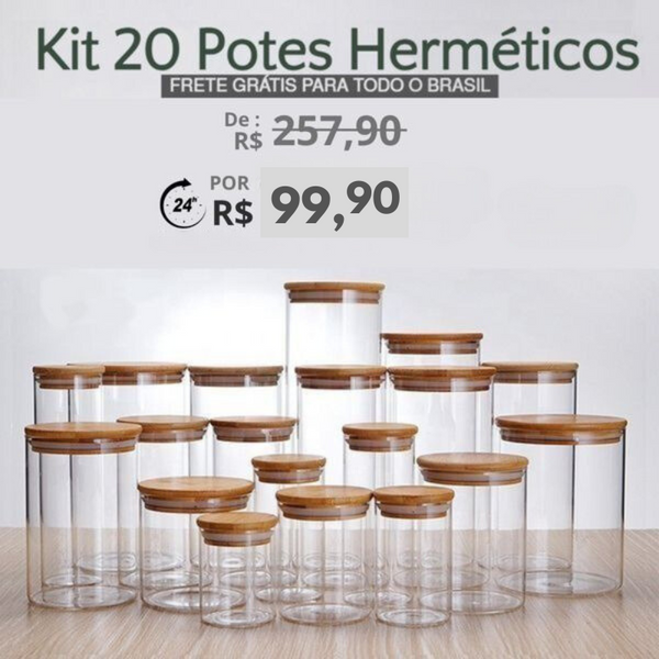 Apenas Hoje 20 Potes Herméticos (Compre 5 Leve 20 - ÚLTIMO DIA) (FRETE GRÁTIS + 49% OFF)